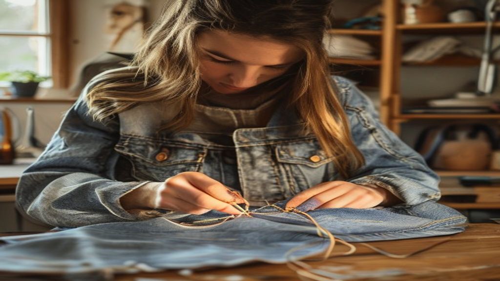 Step-by-step guide showing beginner-friendly sewing tools and simple stitch repairs for torn clothing